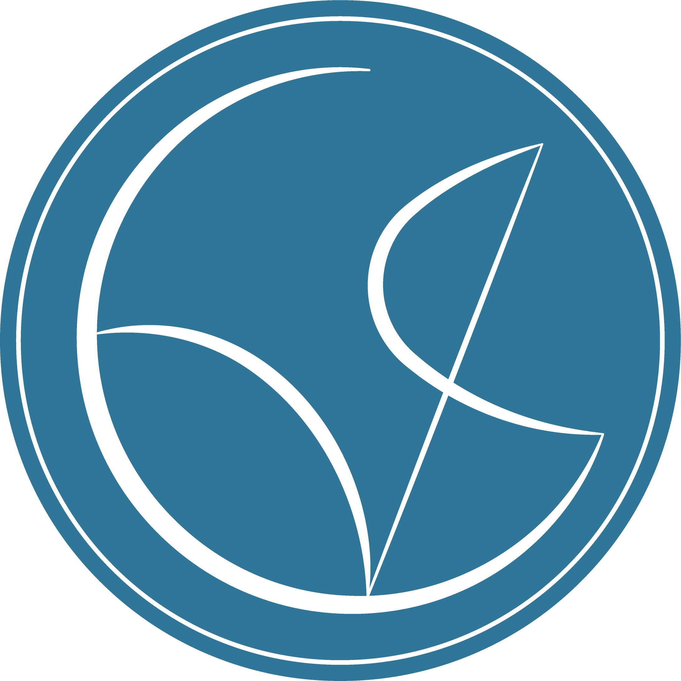 Final Chemin vers soi logo — C, V and S letterforms in white on a teal circular field, double-bordered