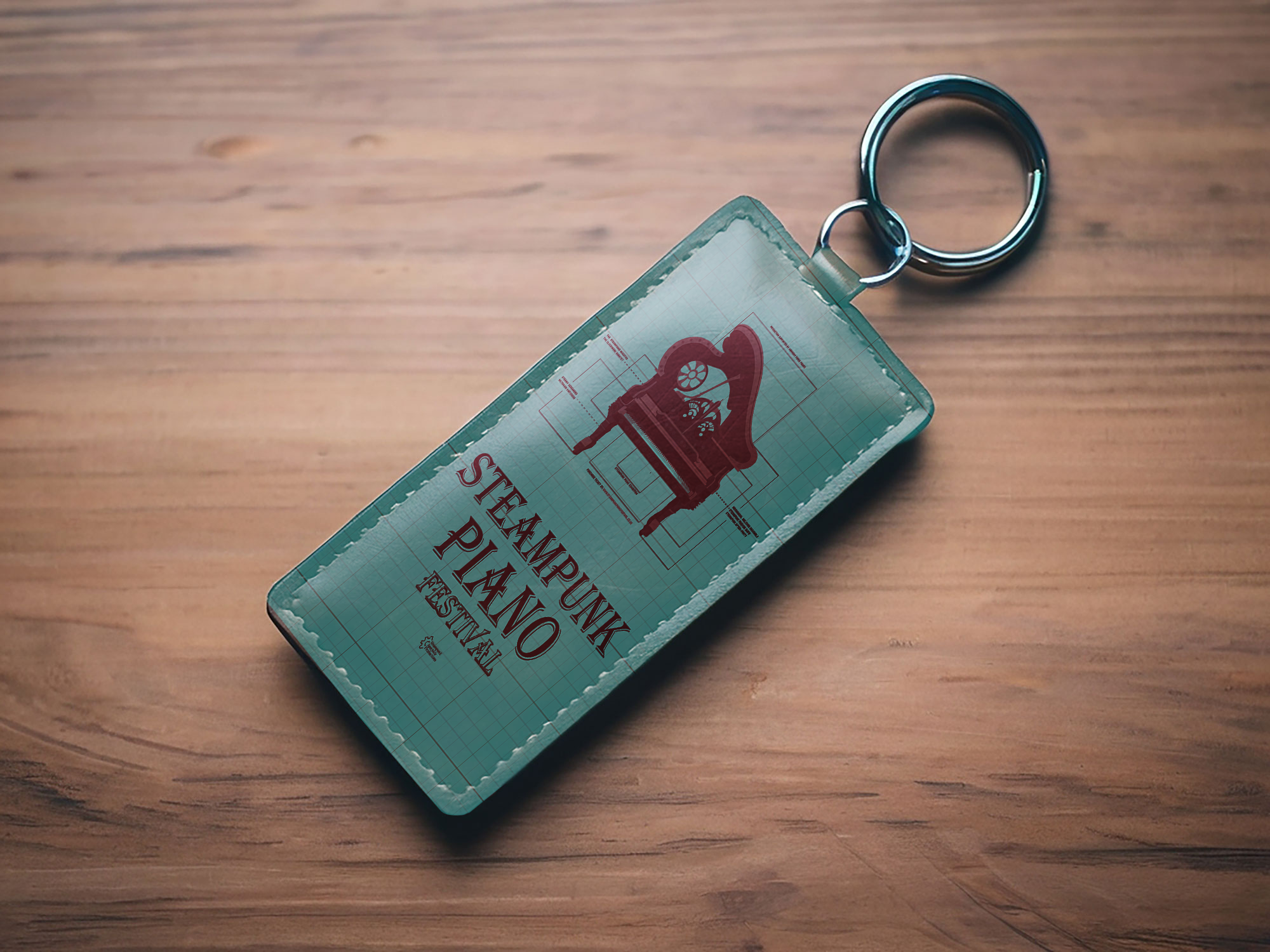 Steampunk Festival metal keychain with Victorian motif