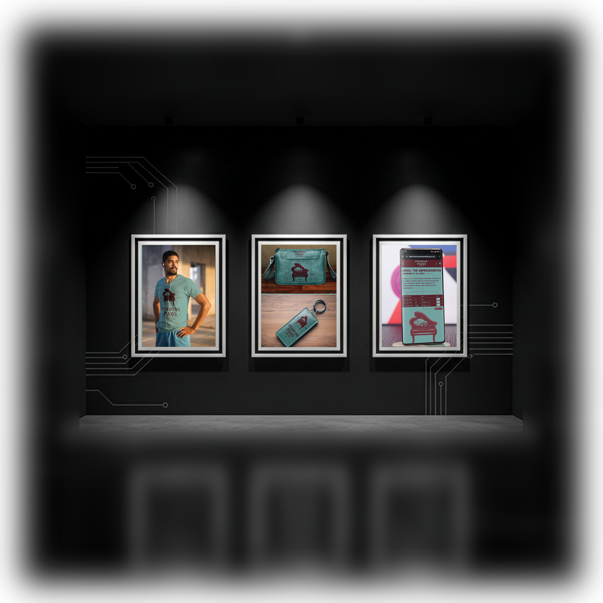 Steampunk Piano Festival cover - piano blueprint poster